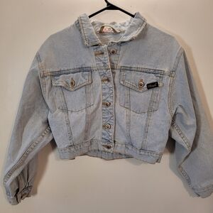 Vintage Illegal Cropped Light Wash Jeans Jacket - M/L